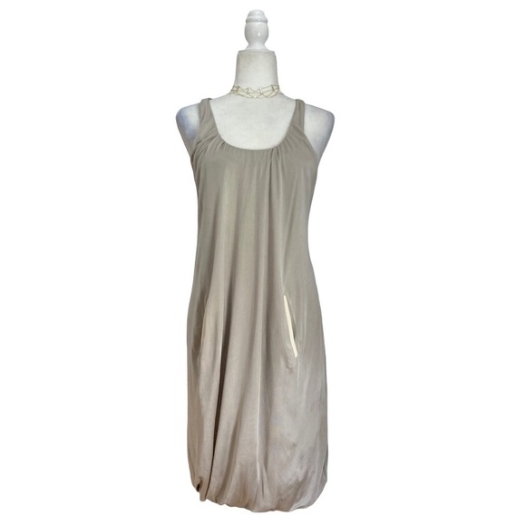 Yigal Azrouël Scoop Neck Draped Sleeveless Dress with pockets in London Fog - Picture 6 of 8